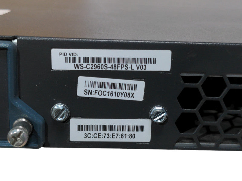 Cisco WS-C2960S-48FPS-L 48-Port Gigabit PoE w/ 4x SFP Network Switch