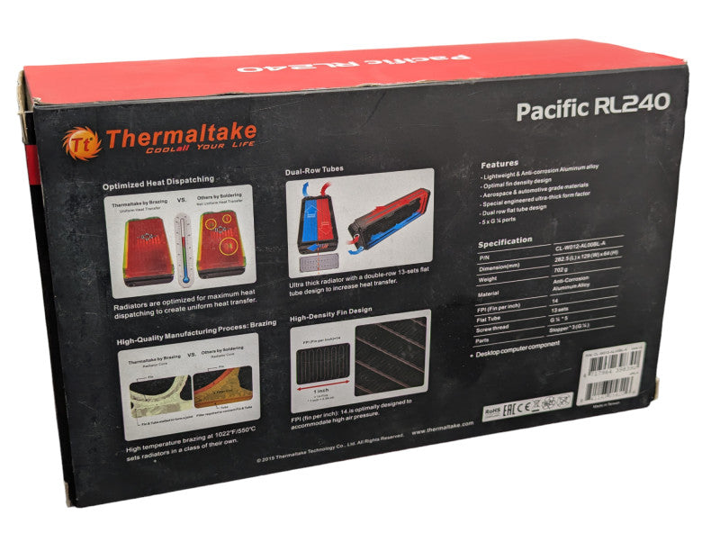 New Open Box Thermaltake Pacific RL240 Radiator 282.5x129x64mm Thick radiator -