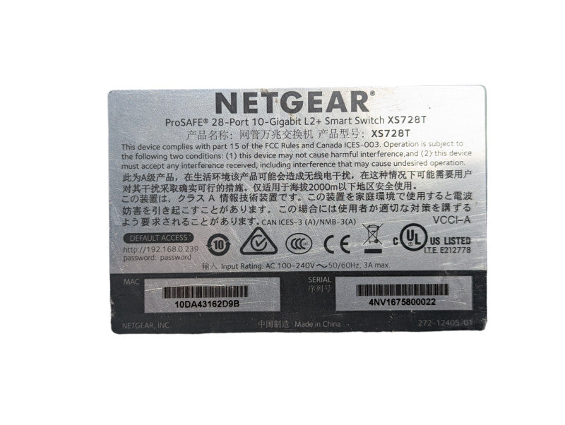 NETGEAR ProSAFE XS728T 28-Port 10-Gigabit L2+ Smart Switch  -