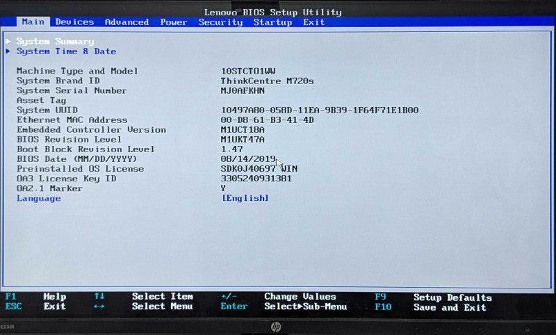Lenovo ThinkCentre M720s, i5-8600 3.10GHz 6Core, 8GB DDR4, 1TB HDD