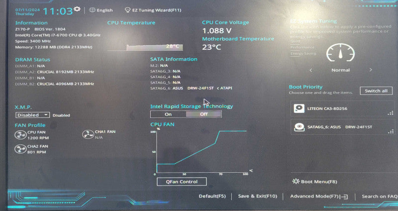 Custom PC/ASUS Z170-P, i7-6700 3.40GHz, 12GB DDR4, 256GB NVMe !