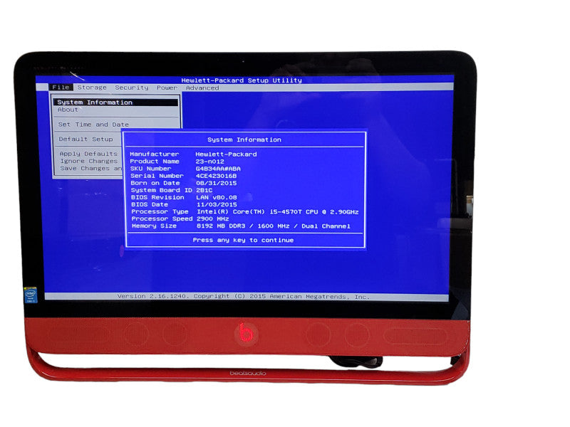 HP ENVY AIO Touch Beats Edition i5-4570T @ 2.90 GHz 8GB 256 GB SSD (READ)