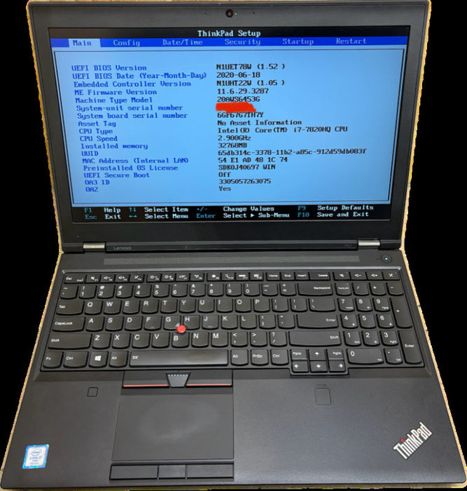 Lenovo ThinkPad P51 i7-7820HQ 32GB RAM NVIDIA GPU No HDD/Caddy READ!  Lap200