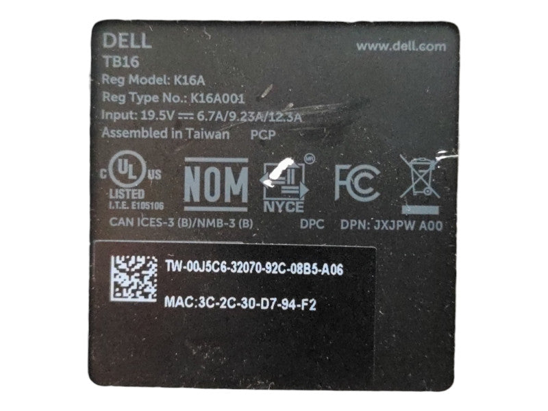 Dell TB16/K16A Thunderbolt USB Type-C Docking Station w/ 130W Adapter
