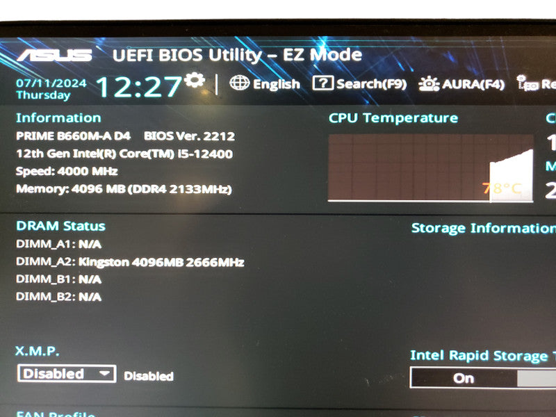 ASUS PRIME B660M-A D4 Micro ATX Motherboard, No I/O shield, READ
