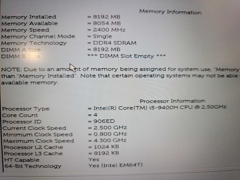 Dell Latitude 5401| i5-9400H| 8GB DDR4| NO SSD / NO CADDY  Î² BudLap