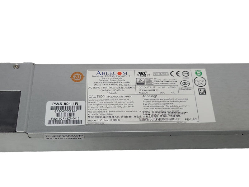 Supermicro/Ablecom PWS-801-1R 800 Watt Module Switching Power Supply _