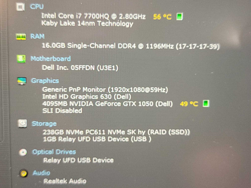 Dell XPS 15 9560|  i7-7700HQ| 16GB DDR4| GTX 1050| 256GB SSD NO BATTERY Î² BudLap