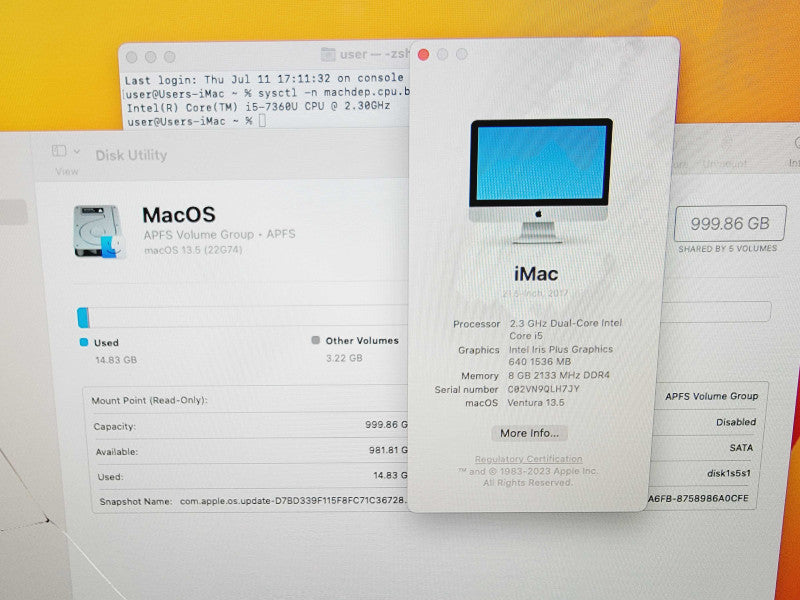 Apple iMac 2017 21.5\\"2-Core i5-7360U @ 2.3GHz 8GB DDR3 1TB SSD [Read] (