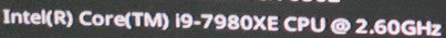 Intel Core I9-7980XE @ 2.80GHz (Delidded) %