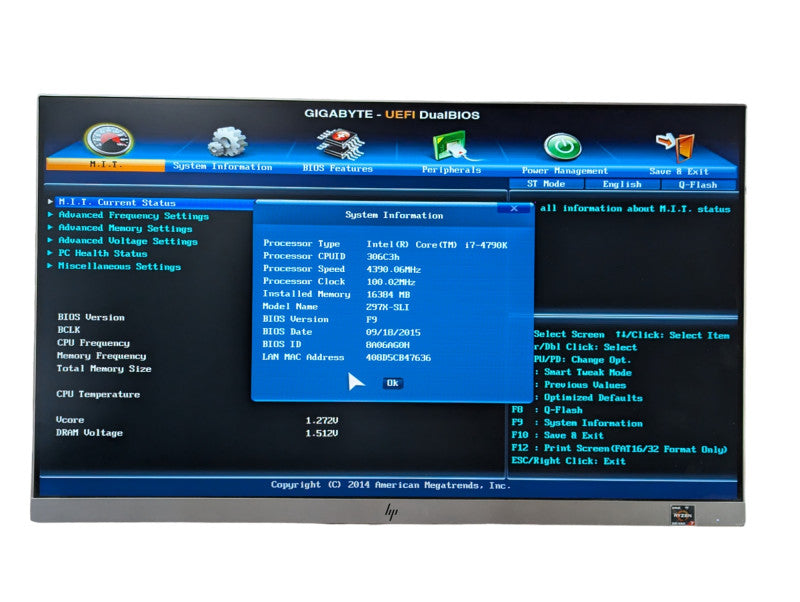 GIGABYTE Z97X-SLI Intel Core i7-4790K @ 4.40Ghz 16GB RAM M.2 NVMe Support REA -