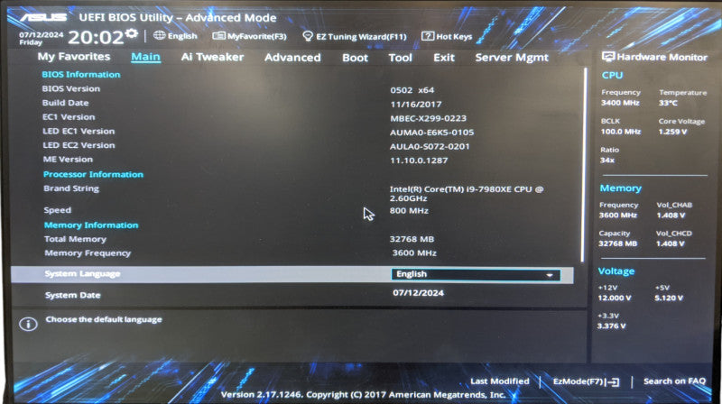 Custom 2U Server - ASUS WSX299/SE | Core i9-7980XE | 32GB DDR4 | No HDD