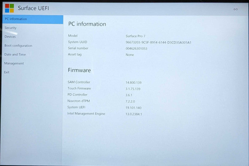 Microsoft Surface Pro 7 (1866), i7-1065G7 1.30GHz 4C, 16GB DDR4, 256GB SSD