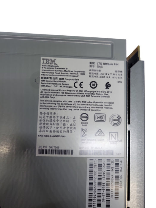 IBM LTO7 Ultrium 7-H SAS 38L7626  internal tape drive *READ*