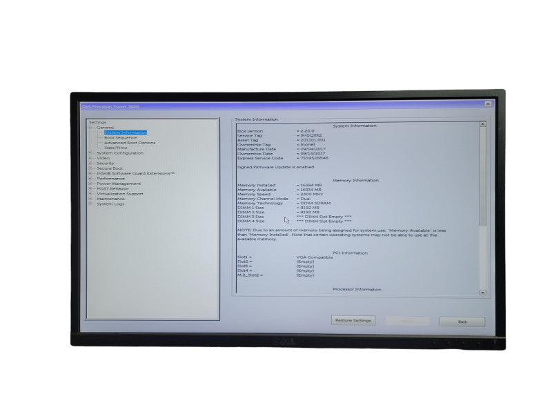 DELL Precision Tower 3620 Xeon E3-1240 v6 @ 3.70GHz 16GB DDR4 Ram   Î¸