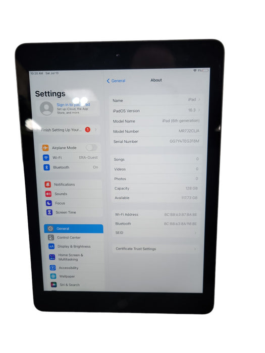 Apple iPad 6th Gen 128GB (A1954) !
