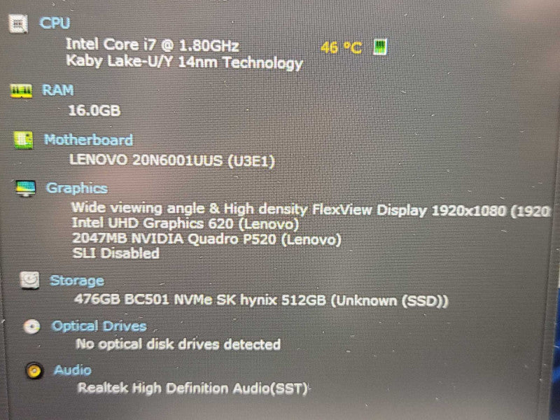 Lenovo ThinkPad P53s| i7-565U| 16GB DDR4|Wuadro P520|  512GB SSD BAD KEYBOARD Î² BudLap