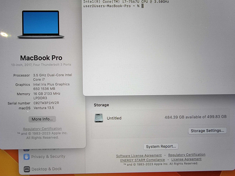 Apple MacBook Pro A1706 2017 13\\" | i7-7567U @3.5GHz | 16GB RAM | 500GB SSD