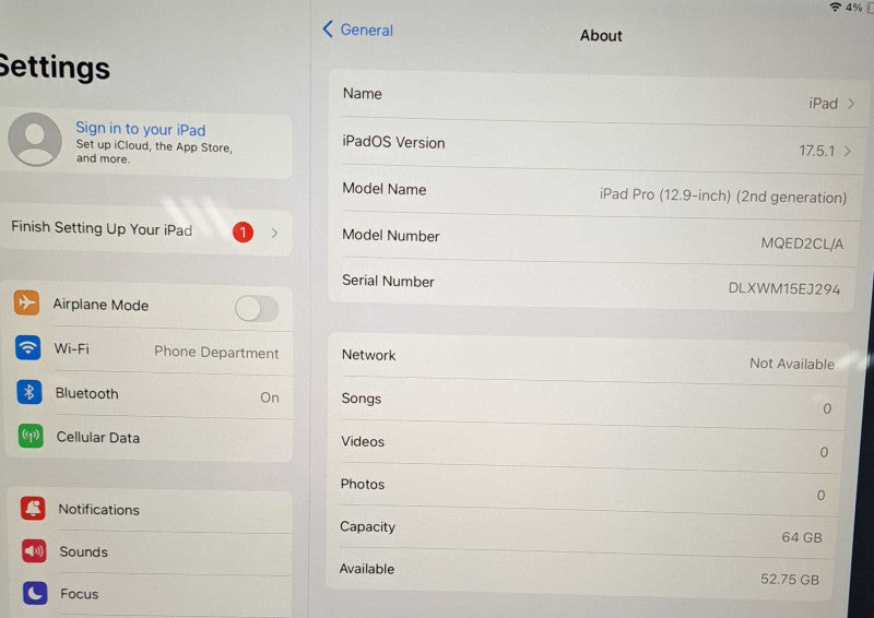 Apple iPad Pro 12.9\\" 2nd Gen 64GB |  Wi-Fi + Cellular (Unlocked) | A1671