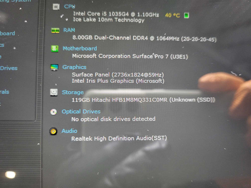 Microsoft Surface Pro 7 (1866), i5-1035G4 1.10GHz 4C, 8GB DDR4, 128GB SSD $