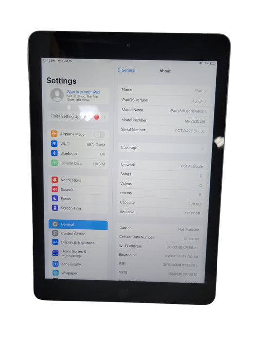 Apple iPad 5th Gen 128GB (A1823) !