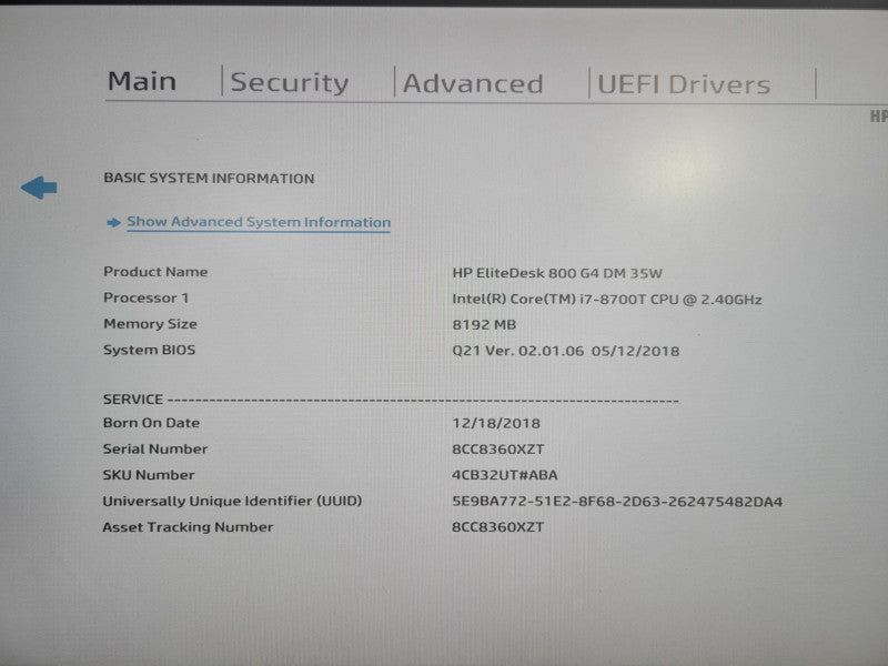 HP EliteDesk 800 G4 USFF | i7-8700T @ 2.40GHz 6C, 8GB DDR4, 256GB NVMe !