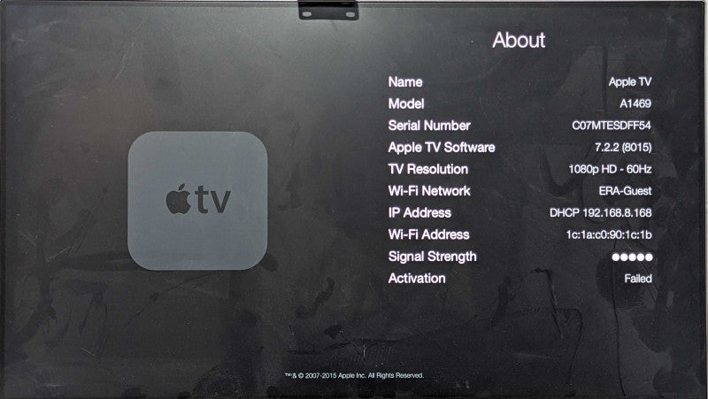 Apple TV (3rd Generation) 1080P Media Streaming Player A1469 w/ Remote