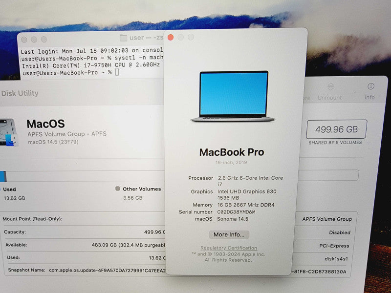 Apple Macbook Pro 2019 16\\" 6-Core i7-9750H @ 2.6GHz 16GB DDR4 512GB SSD Radeon Pro 5300M 4GB (