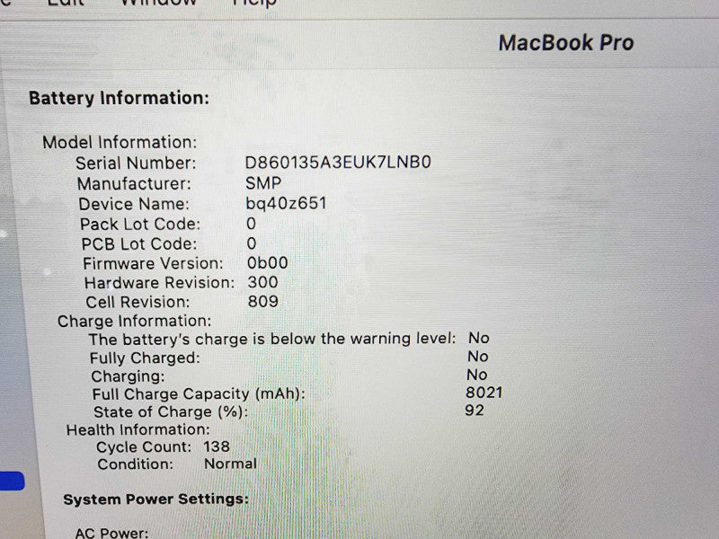 Apple Macbook Pro 2019 16" 6-Core i7-9750H @ 2.6GHz 16GB DDR4 512GB SSD Radeon Pro 5300M 4GB (