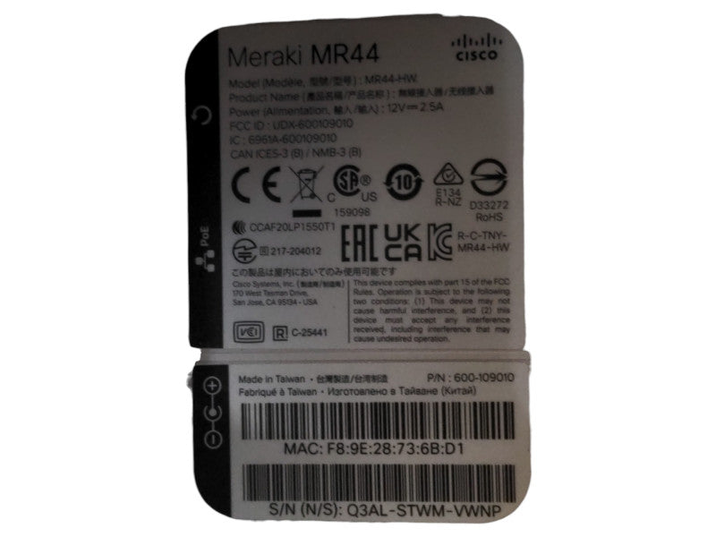Cisco Meraki MR44-HW, 802.11ax Access Point, UNCLAIMED