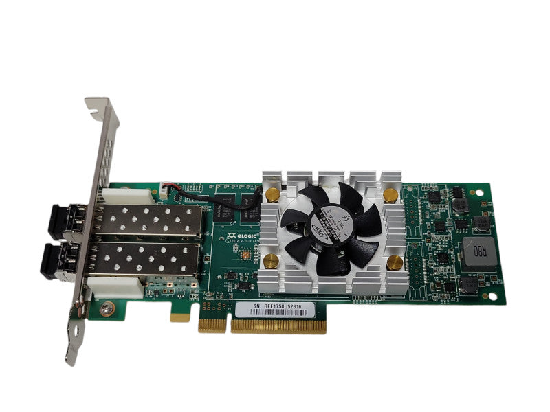 Qlogic QLE2672 16Gb Dual Port SFP+ FC HBA Server Card w/ SFPs, Full height _