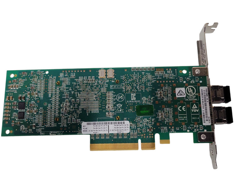 Qlogic QLE2672 16Gb Dual Port SFP+ FC HBA Server Card w/ SFPs, Full height _
