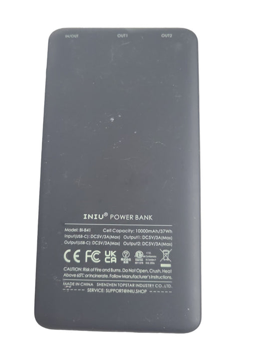 INIU Portable Charger BI-B41, 10000mAh 5V/3A Power Bank, USB C in & out Black !