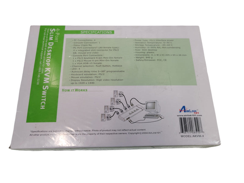 AirLink 101 - 4-Port Slim Desktop KVM Switch %