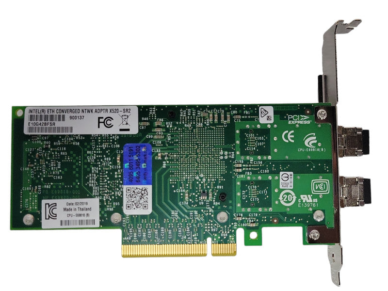 Intel X520-SR2 Dual Port 10GB SFP+ PCIe Network Adapter E10G42BFSR, Full heig _