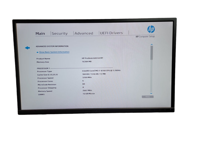 HP ProDesk 600 G4 MT i7 - 8700 CPU @ 3.20GHz 16GB DDR4 Ram QÎ¸