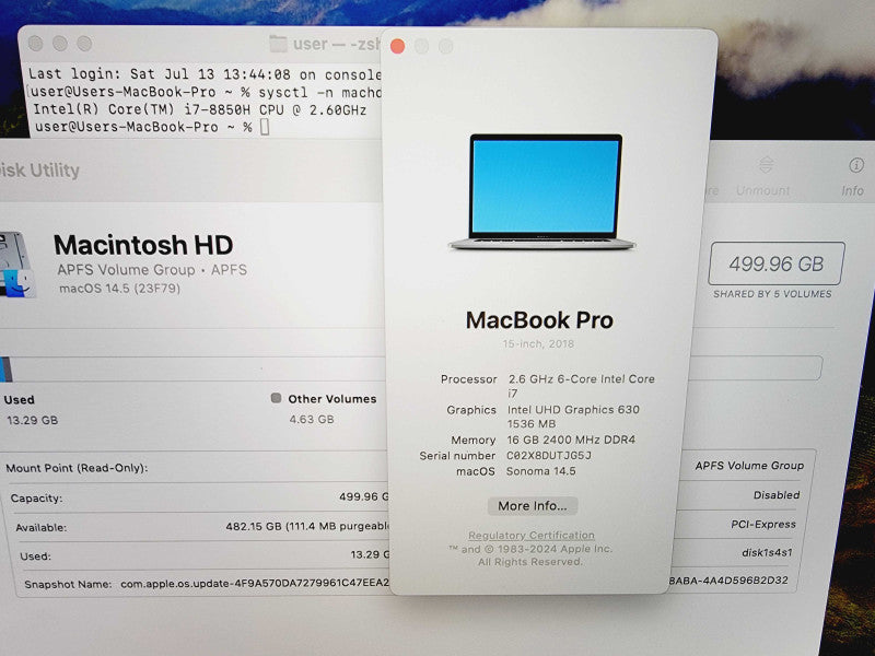 Apple Macbook Pro 2018 15\\" 6-Core i7-8850H @ 2.6GHz 16GB DDR4 512GB SSD Radeon Pro 560x 4GB (