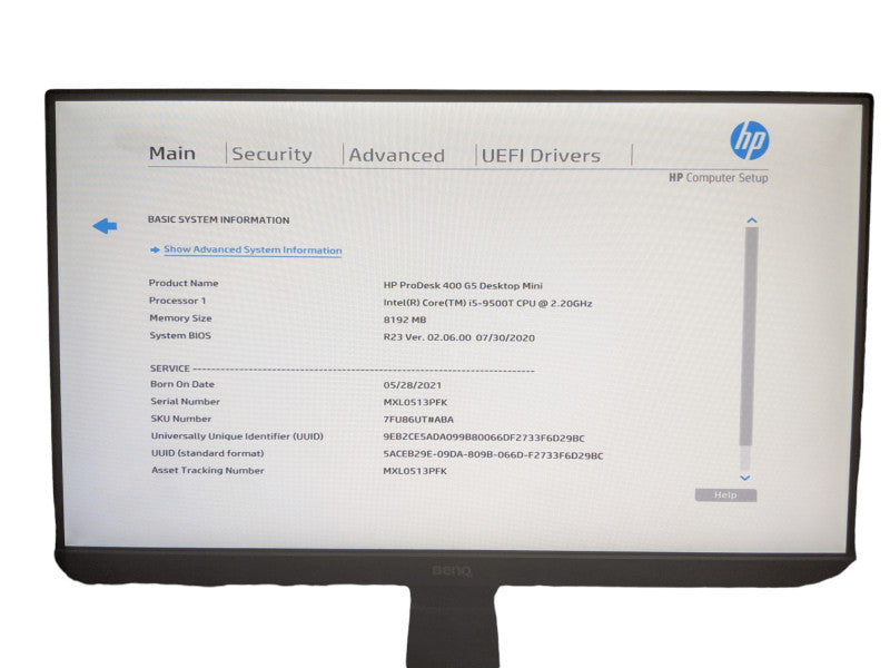 HP ProDesk 400 G5 USFF | Core i5-9500T | 8GB DDR4 | No HDD