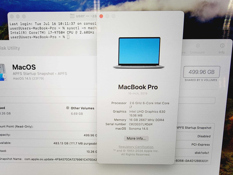 Apple Macbook Pro 2019 16\\" 6-Core i7-9750H @ 2.6GHz 16GB DDR4 512GB SSD Radeon Pro 5300M 4GB (