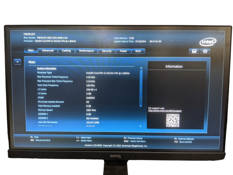 Intel NUC NUC10FNK | Core i5-10210U | 8GB DDR4 | No HDD
