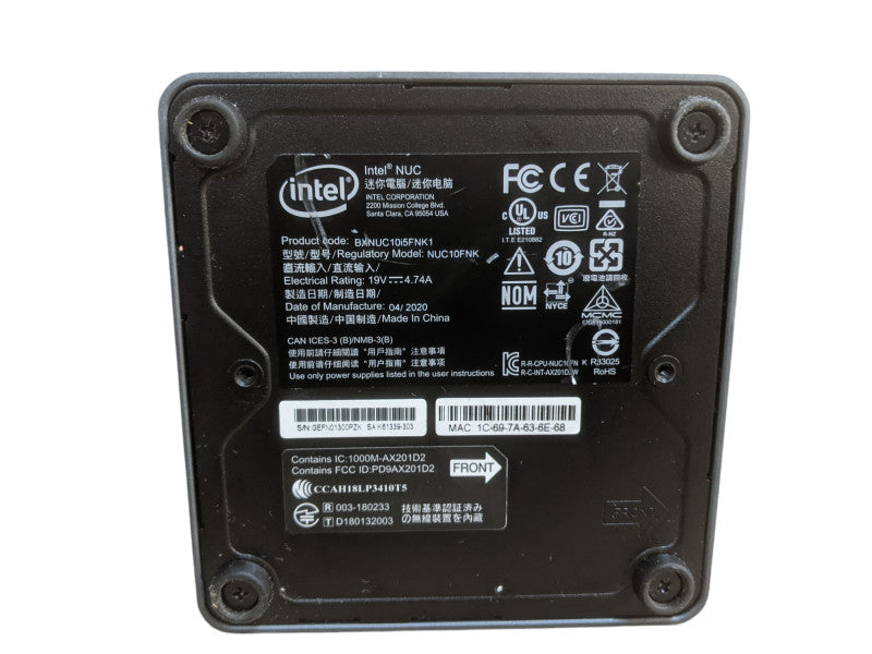 Intel NUC NUC10FNK | Core i5-10210U | 8GB DDR4 | No HDD