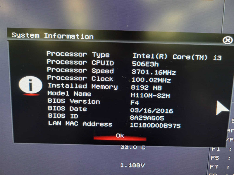 Intel Core i3-6100 | GIGABYTE GA-H110M-S2H-GSM | 8GB RAM | I/O Plate %