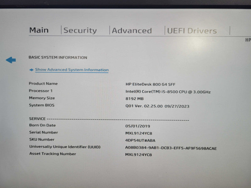 HP EliteDesk 800 G4 SFF | i5-8500 @ 3.00GHz 6C, 8GB DDR4, 256GB NVMe !