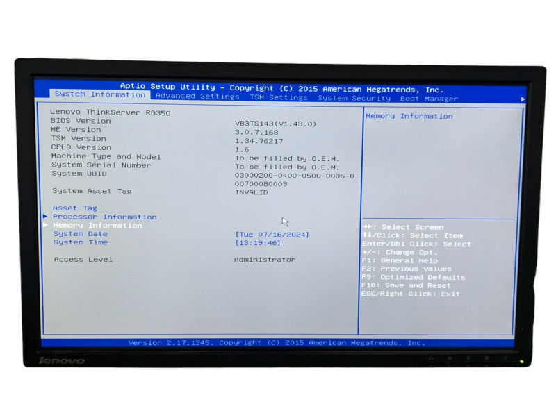 Lenovo ThinkServer RD350 Intel Xeon E5-2630 v3 @ 2.40Ghz 16GB RAM  -