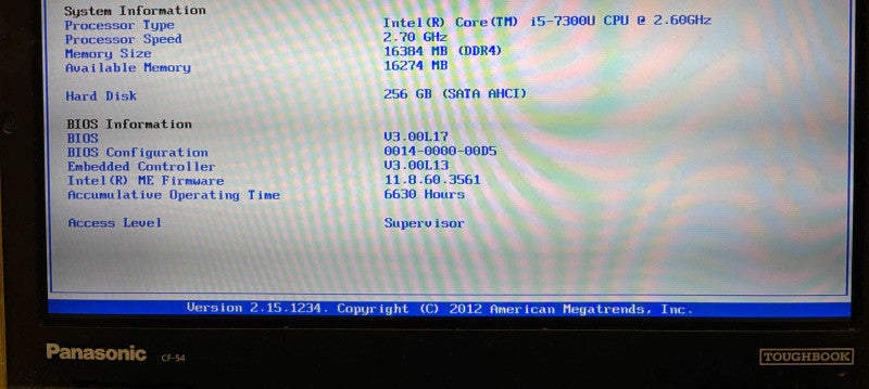 Panasonic ToughBook CF-54 TOUCH i5-7300U 16GB 256SSD No Caddy 6630Hrs. READ!