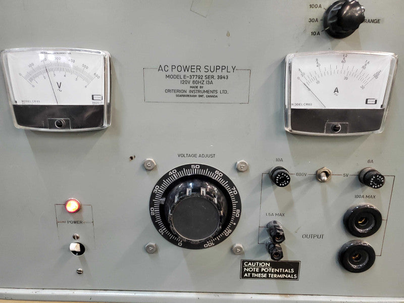 Criterion Instruments E-37792 Vintage AC Power Supply 5V 100A / 600V 1.5A @