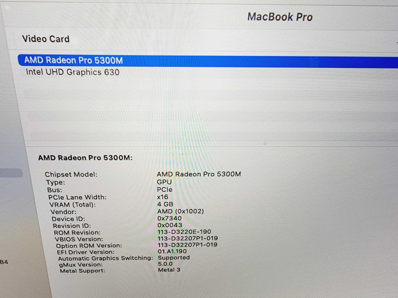 Apple Macbook Pro 2019 16" 6-Core i7-9750H @ 2.6GHz 16GB DDR4 512GB SSD (