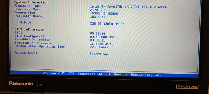 Panasonic ToughBook CF-54 TOUCH i5-7300U 16GB 256SSD No Caddy 2750Hrs. READ!