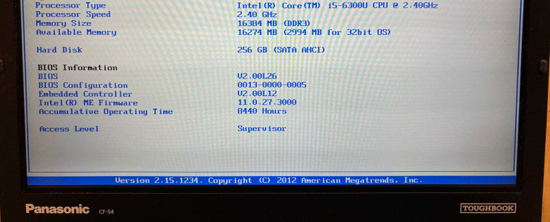 Panasonic ToughBook CF-54 TOUCH i5-6300U 16GB 256SSD No Caddy 8440Hrs. READ!