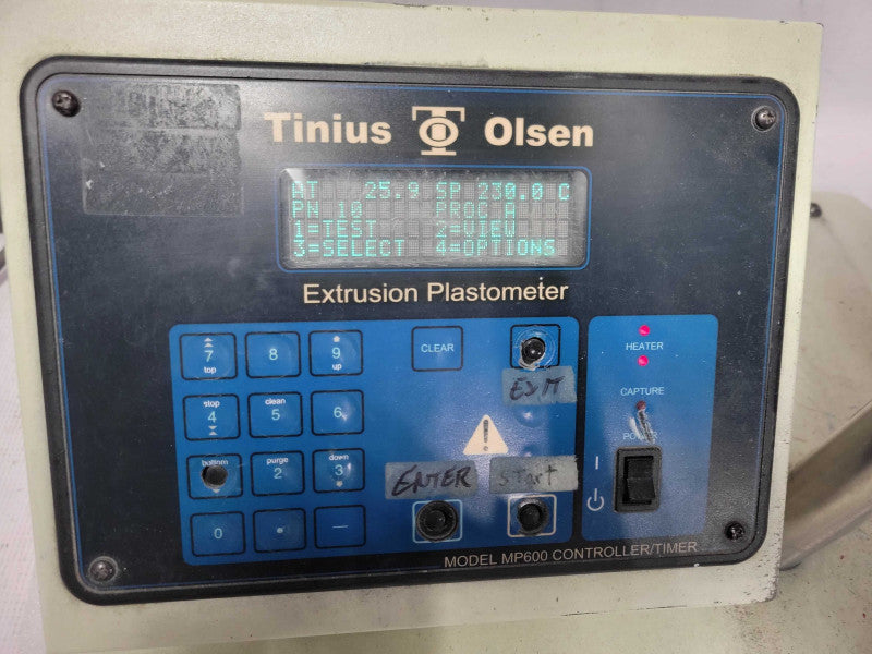 Tinius Olsen MP 600 Extrusion Plastometer only, READ _